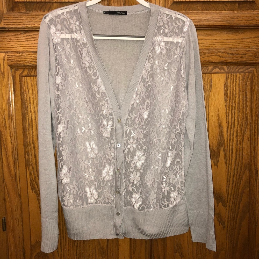 Beautiful Lace Gray Cardigan!